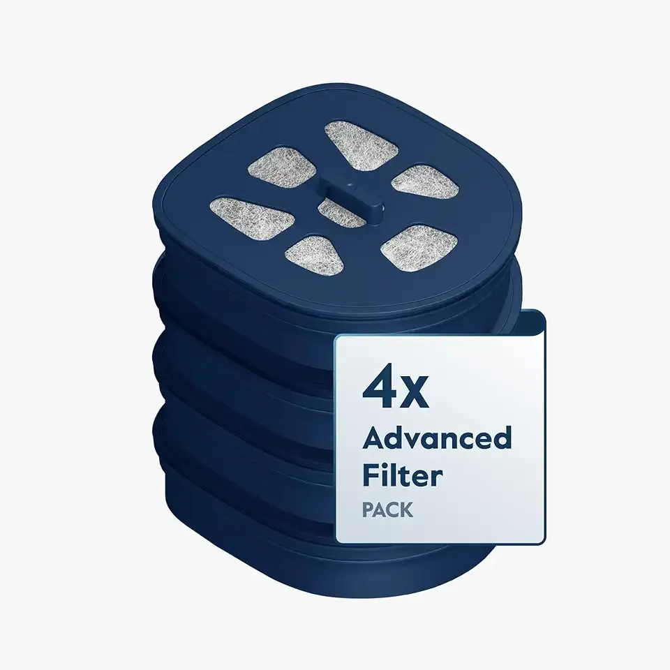 LARQ Pitcher Filter 4-pack, Advanced Carbon Filters, Removes Lead, Mercury and More, Good for 8 Months, Regular, Blue