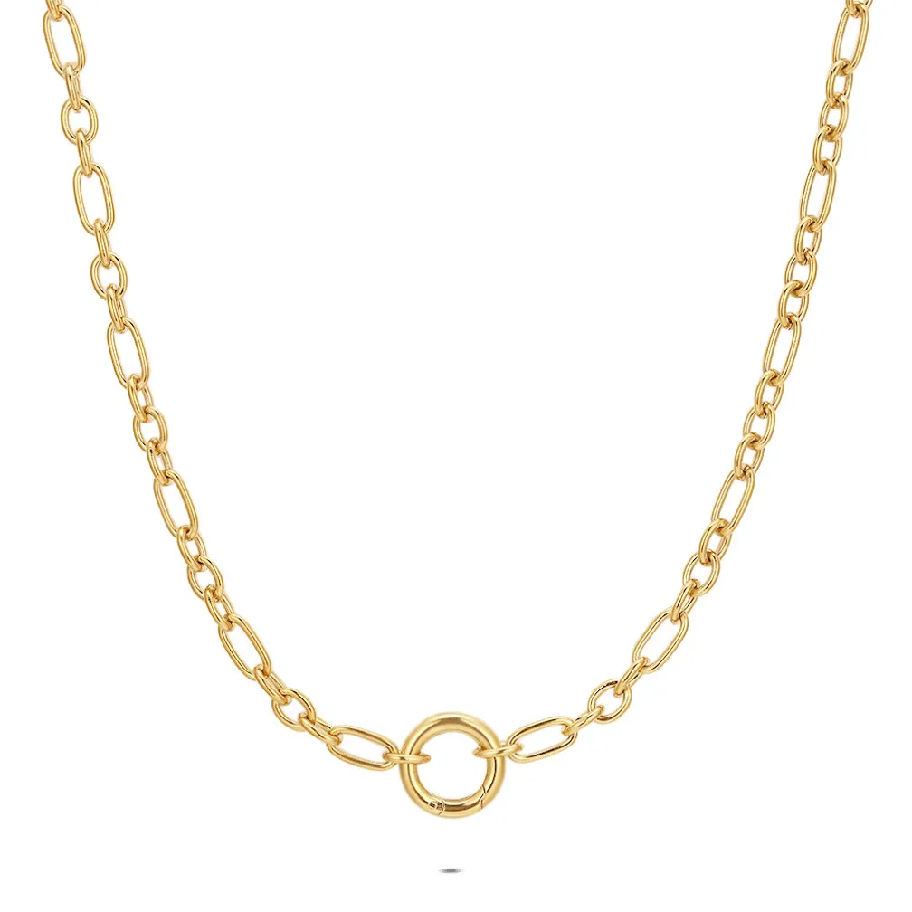 Halsketting in edelstaal, schakelketting met ring