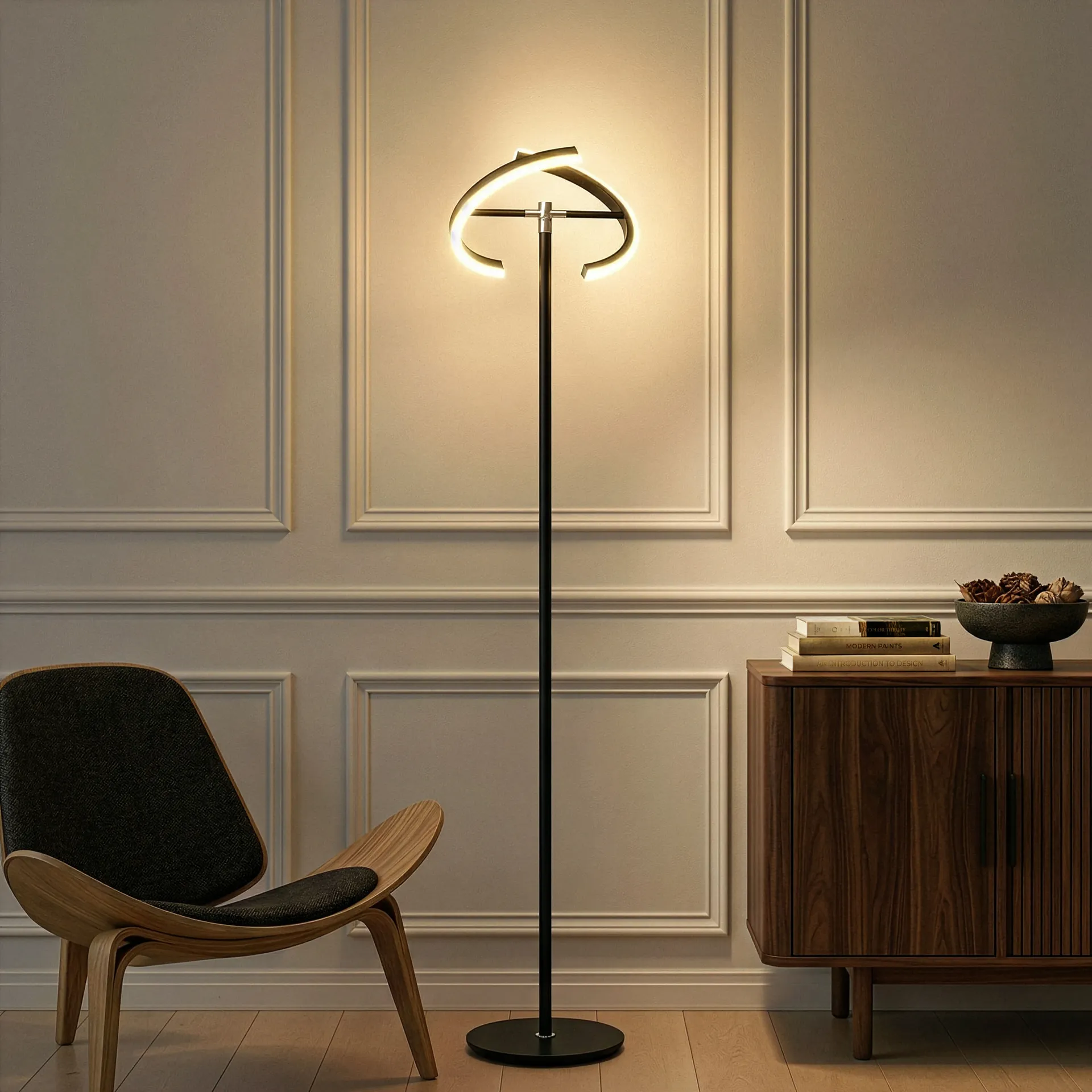 72-in Classic Black Torchiere Floor Lamp with