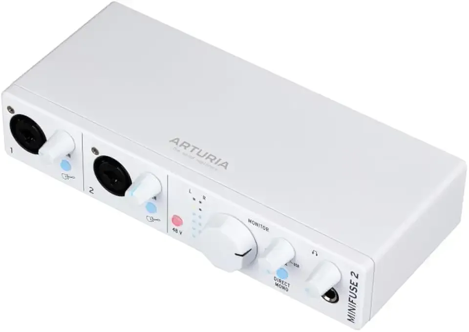 Arturia - MiniFuse 2 - Compact USB Audio & MIDI Interface with Creative Software for Recording, Production, Podcasting, Guitar - White