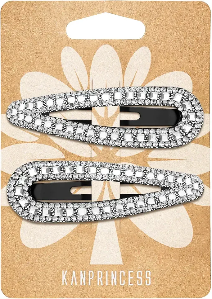 2PCS Rhinestone Hair Clips,Snap Hair Accessories,Decorative Hair Clips,Rhinestone Barrettes For Women Girls(SET14)