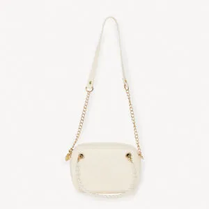 Sac bandoulière effet cuir matelassé à perles pour fille