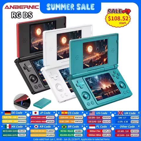 Anbernic RG DS Handheld Game Console 4" IPS Dual Screen Android 4000mAh Flip Video Games Player Supports RixelHK Wifi Streaming