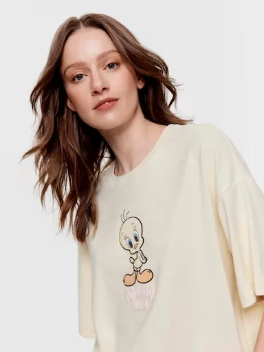 Looney Tunes Tweety Pointelle Oversized Tee