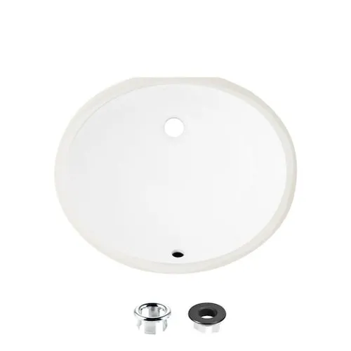 19 inch Oval Undermount Ceramic Bathroom Sink with 2 Overflow Finishes