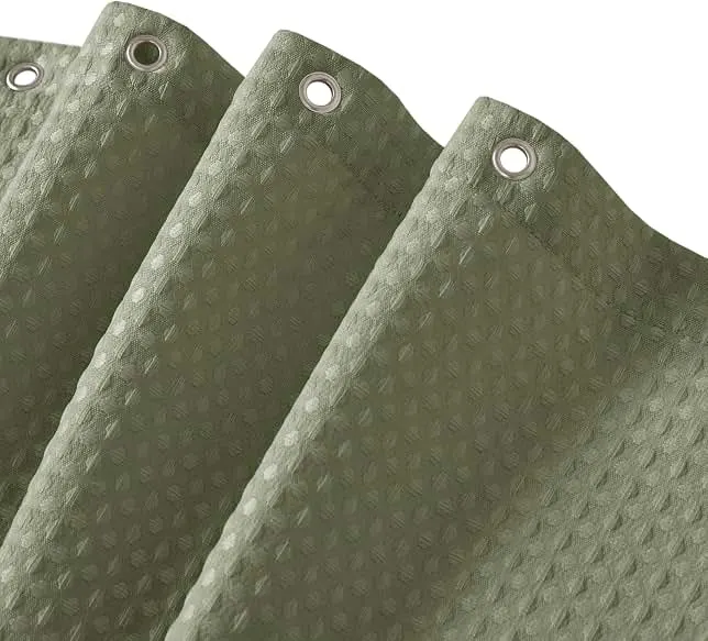 Madison Park Shower Curtain Waffle Weave, Vibrant Dyed, Waffle Shower Curtain 3M Scotchgard Moisture Management, Farmhouse Long Shower Curtains for Bathroom, Long: 72x78 Sage Green