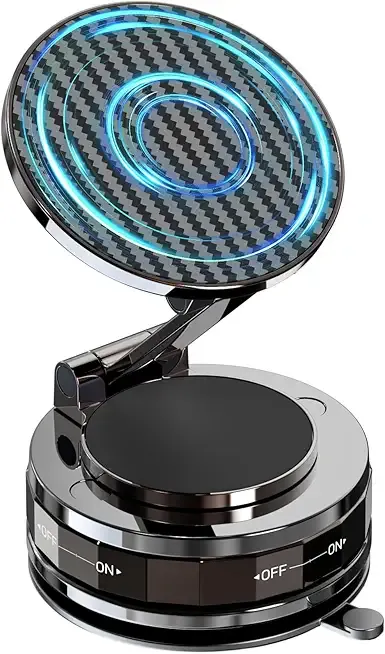 Phone Holders for Your car, Compatible with MagSafe, Ultra Vacuum Suction Cup Mount, 360° Rotation, Car Phone Holder Compatible with All Models, Carbon Fiber Deep Brown