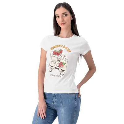 Playera Mxstaza Mujer Manga corta Diseño Rebana de Pastel