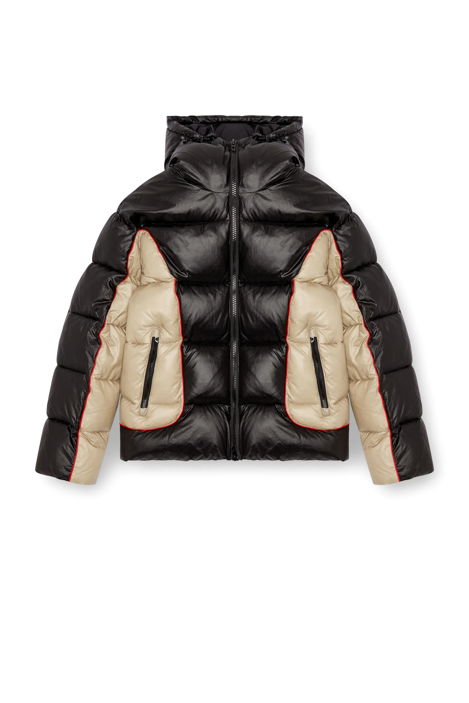 Hooded puffer jacket in shiny ripstop