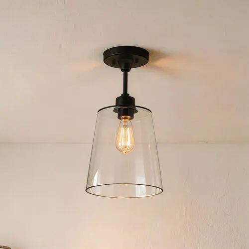Savoy House Meridian 10"W Matte Black 1-Light Semi-Flush Mount Ceiling Light