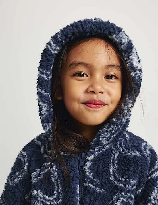 Bow Print Borg Jacket (2-10 Yrs)