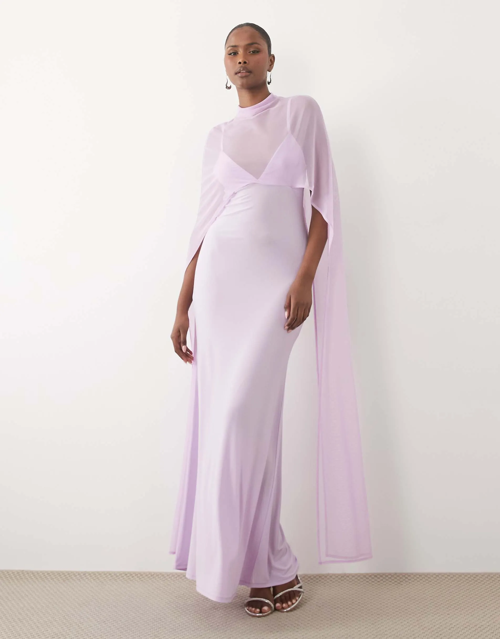 ASOS DESIGN exaggerated cape maxi dress in lilac