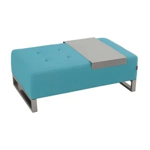 Pouf da giardino con cuscino azzurro Luxor, struttura in inox seduta in polipropilene azzurro, L 120 x H 40 x P 70 cm
