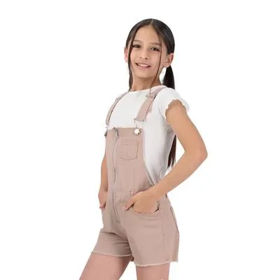 Overol Fantastic Niña Diseño Liso Zipper Frontal
