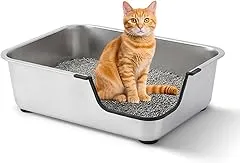 Stainless Steel Cat Litter Box, 17.5"L x 1…