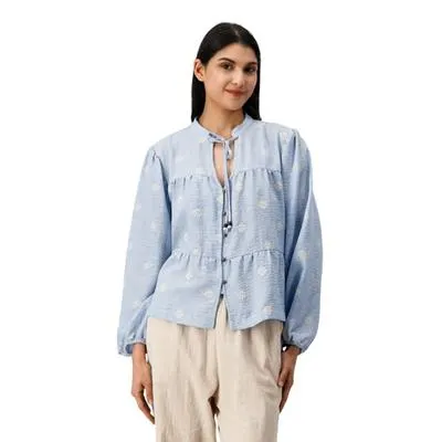 Blusa Mxstaza Mujer con Cuello Mao