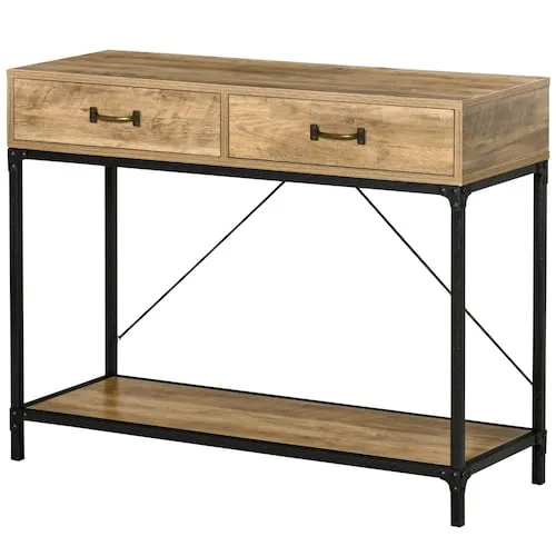 Vintage Console Table Sofa Table w/ Drawers Storage Shelf for Entryway