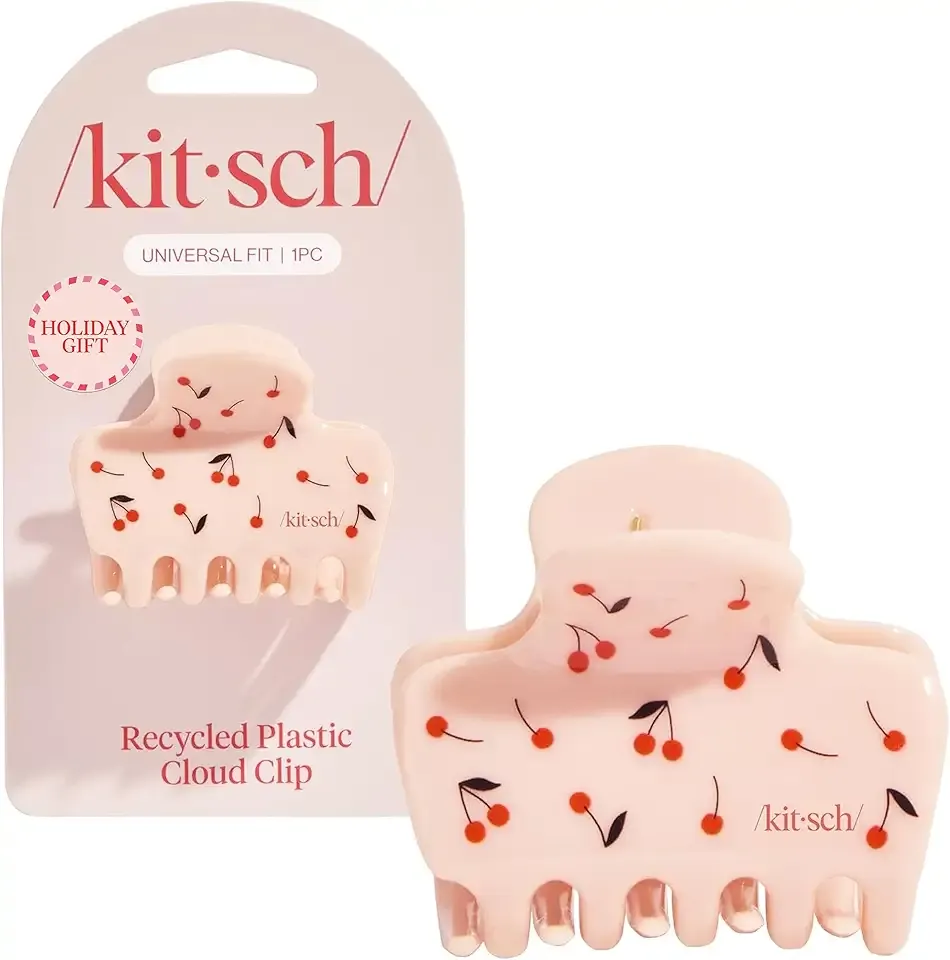 Kitsch Medium Hair Clips for Women – Strong Hold Claw Clips for Thick or Thin Hair – Recycled Plastic, Non-Slip, Durable – Cherry Print | Ideal Gifts for Women – 1pc