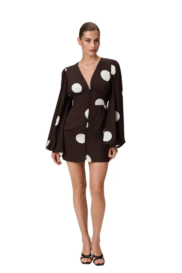 Florence Dress - Large Brown Dot