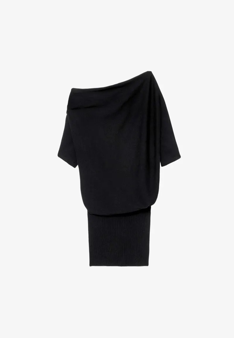 ELLIE DRESS - Strikket kjole - black