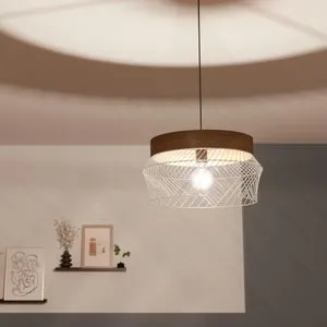 Lampadario Natura Kanel nero paralume nero E27 Ø45cm INSPIRE