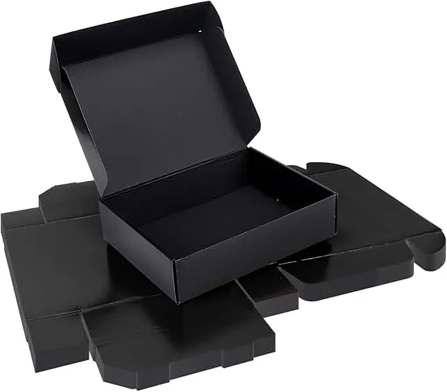 Rempry 12x9x3 Inches Black Shipping Boxes 20 Pack, Corrugated Cardboard Mailer Boxes for Packaging, Gift Boxes with Lids for Small Business