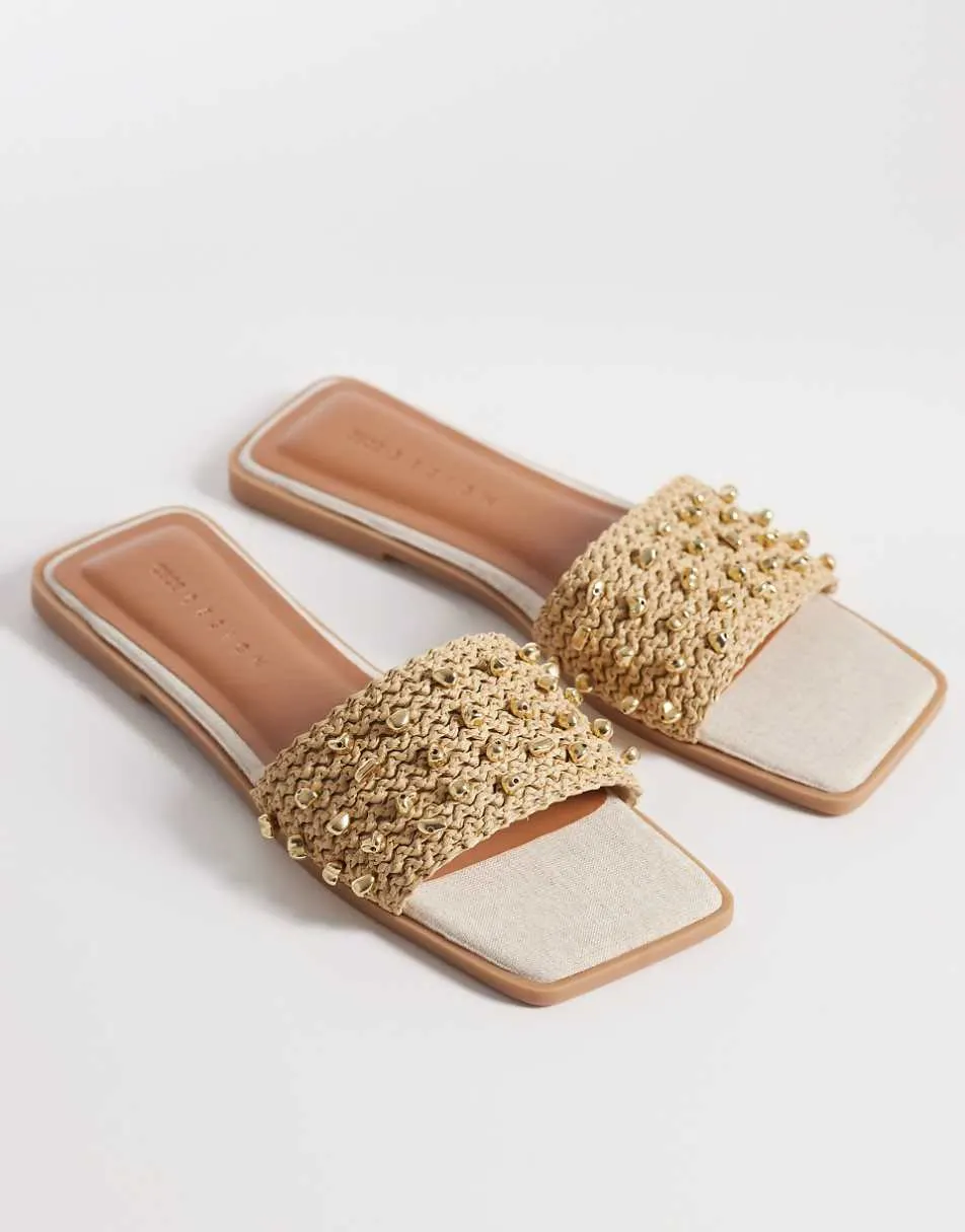 ASOS DESIGN Frida beaded flat sandals with coloured beads