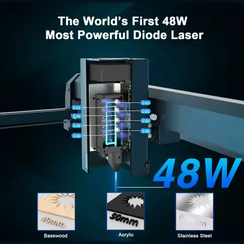 LONGER 40W CNC Diode Laser Engraver 450x440mm 36000mm/min High Precision Laser Cutter with Air Assist WiFi LightBurn LaserGRBL for Wood Acrylic Metal