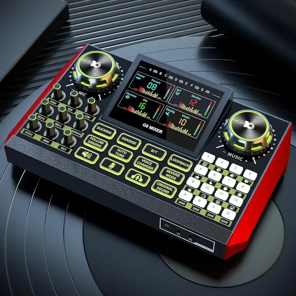 G9 Podcast Equipment Bundle Audio Mixer,All-in-One Sound Board for Live Streaming, Podcast Recording, Phone, PC, Singing, DJ,Gaming, Voice Changer.
