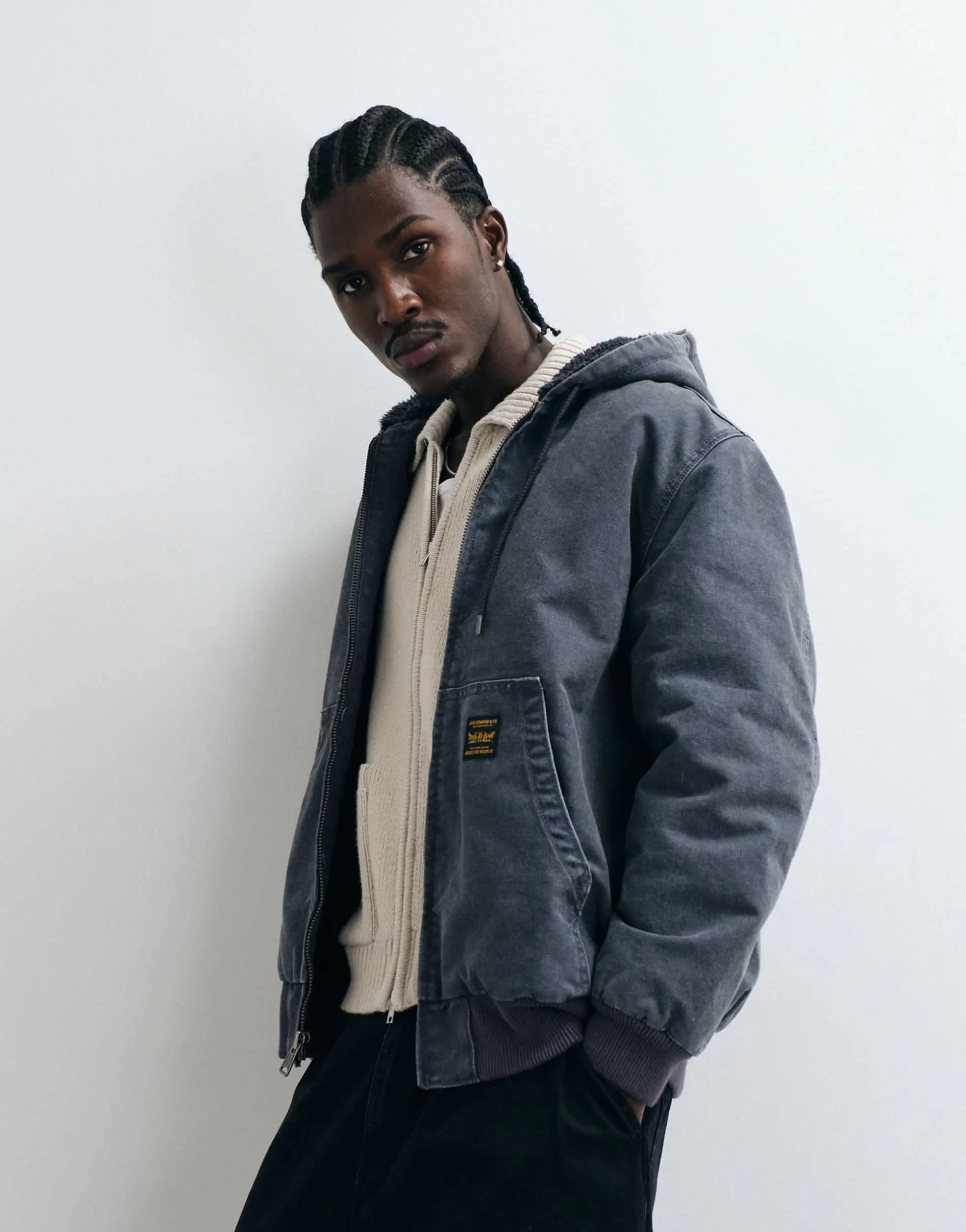 Levi's Workwear potero denim hooded jacket in grey