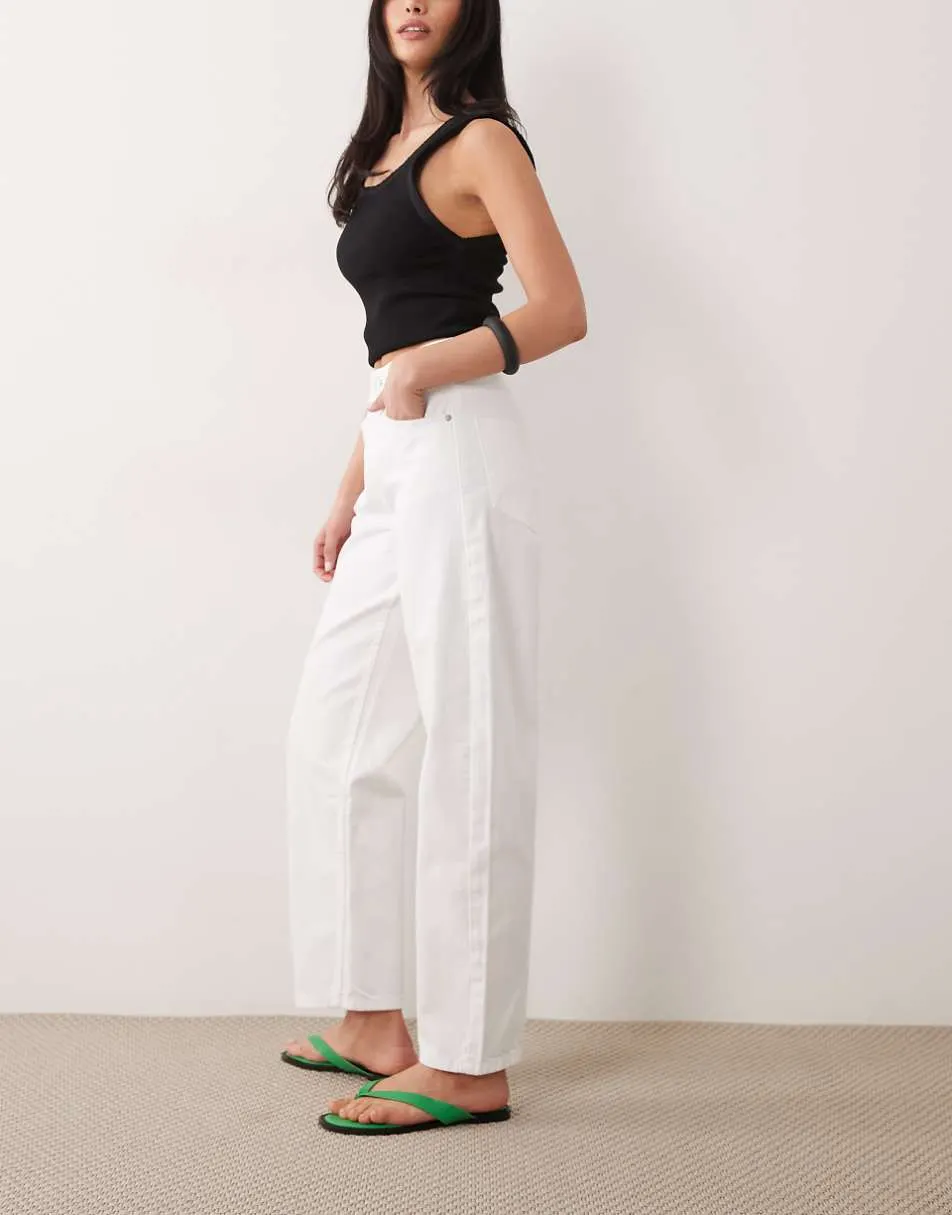 ASOS DESIGN slim barrel jeans in white