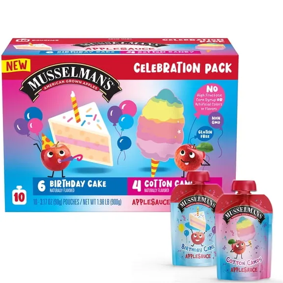 Musselman's Birthday Cake and Cotton Candy Applesauce, 3.17oz, 10 Count $6.64