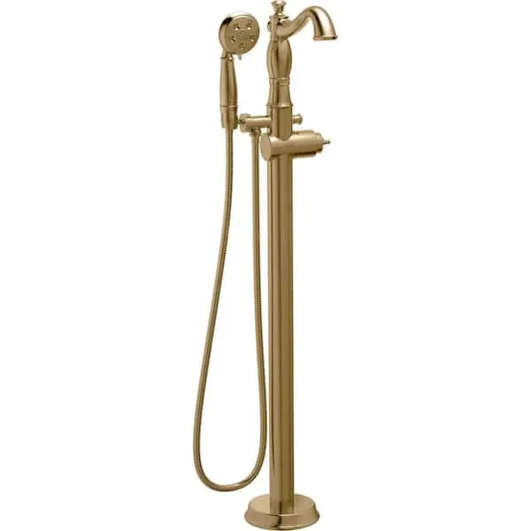 Delta Cassidy Gold 1-Handle Floor-Mount Roman Tub Faucet Trim Kit in Champagne Bronze (Valve and Handle Not Included)