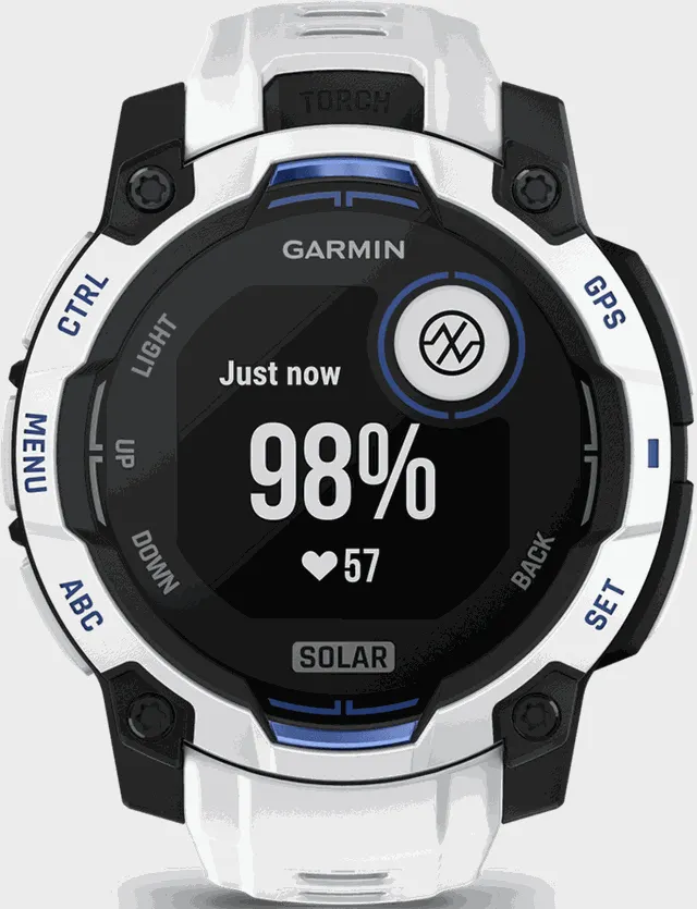 Instinct 3 LTD, 45mm, Solar, Whitestone w/ White Strap, multisportklokke, smartklokke - Hvit