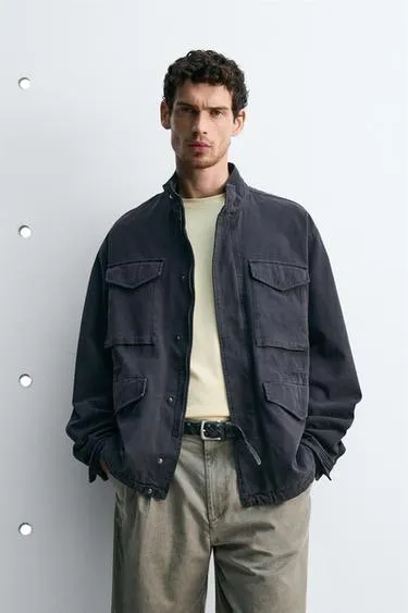WASHED UTILITY POCKET JACKET