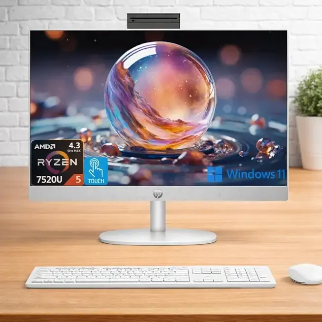 HP 27" FHD Touchscreen All-in-One Desktop, AMD Ryzen 5 (Up to 4.3GHz), 16GB DDR5 RAM, 1TB PCIe SSD, Wi-Fi 6, USB-C, HDMI, Wireless KB & Mouse, Windows 11