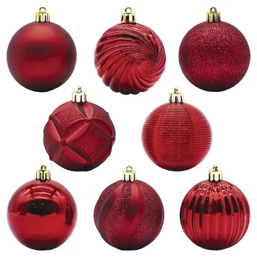 Enchanted Forest® 60mm Red Textured Shatterproof Ornaments - 50 Pack