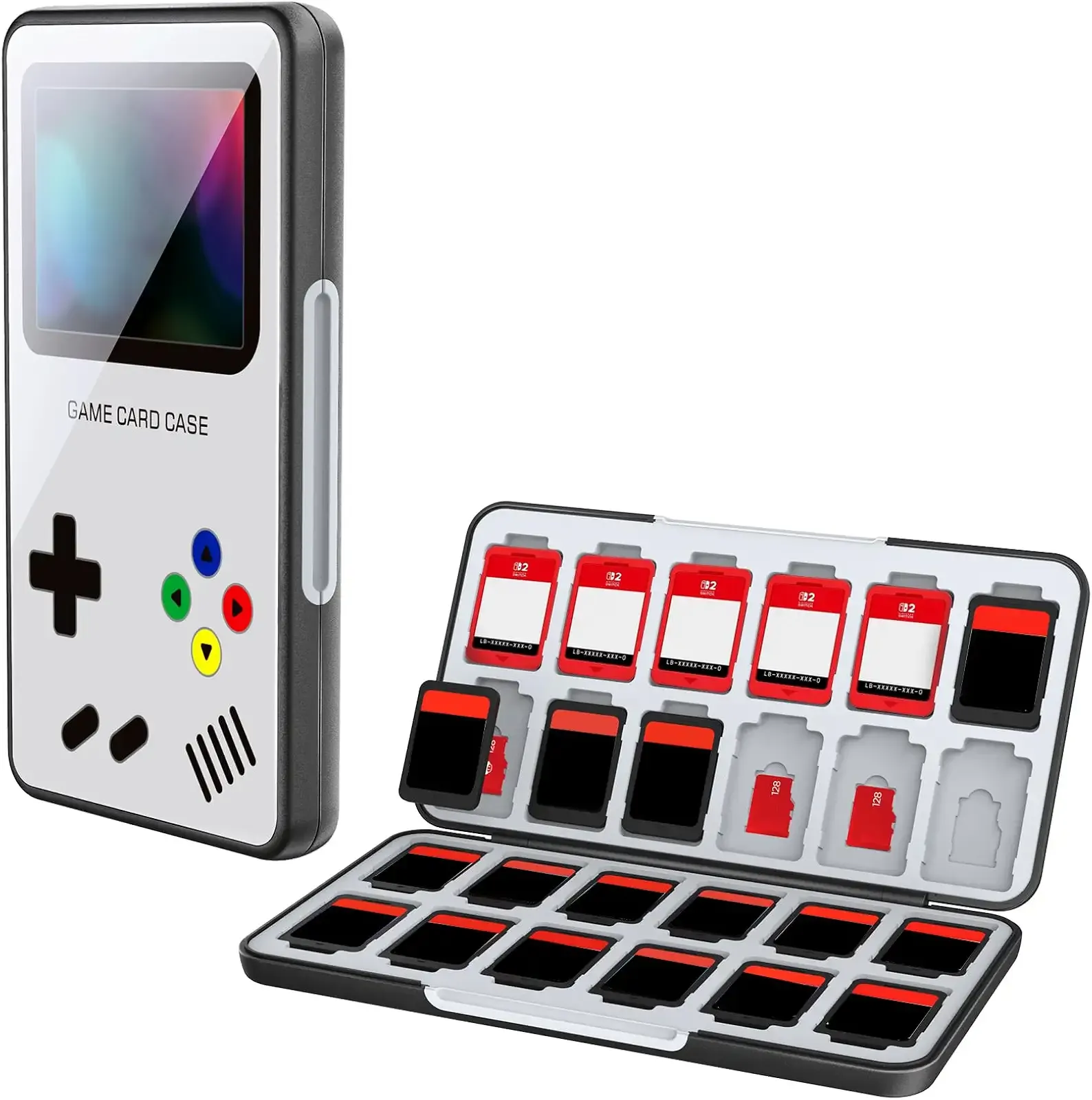 HEIYING Switch Game Card Case for Switch 2 /OLED / Lite,Custom Pattern Game Cards Holder with 24 Games Card Slots and 24 Micro SD Cards Slots for Easy to Carry
