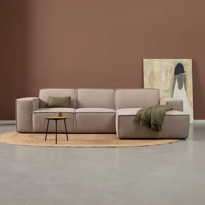 Hoekbank Livento taupe chaise longue rechts