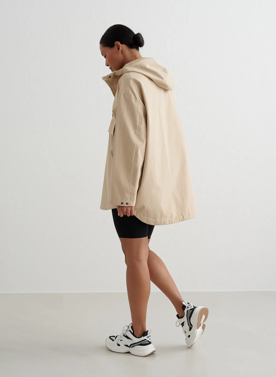 Beige Waterproof Oversized Anorak