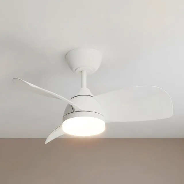 Ventilador de techo con luz silencioso DC 26W con mando ø71 cm Beach INSPIRE blanco luz CCT 3 aspas| 6 velocidades| modo verano/invierno| brisa| temporizador| recomendado para <13m²