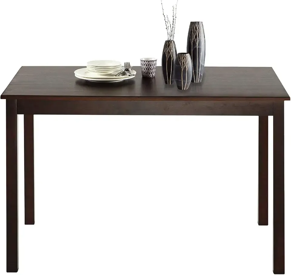 Dining Table for 4 People Kitchen Table with Wood Legs Dinner Table for Apartment Living Room Dining Room Office Kitchen Home Furniture Rectangular Modern, Brown