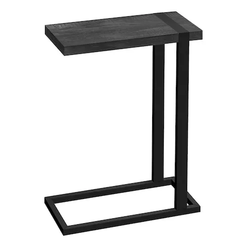 Accent Table, C-shaped, End, Side, Snack, Living Room, Bedroom, Metal, Laminate, Black, Contemporary