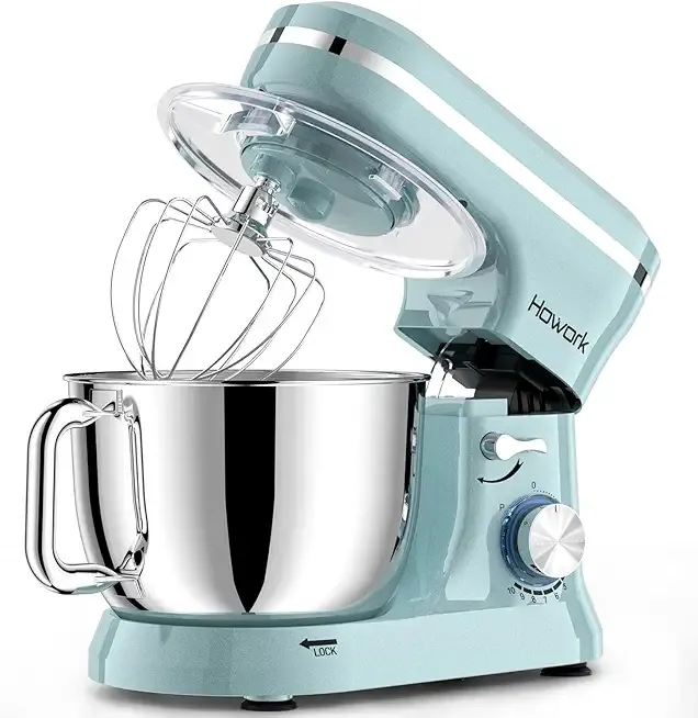HOWORK Electric Stand Mixer,10+p Speeds Kitchen Mixer With 6.5QT Stainless Steel Bowl,Dough Hook, Wire Whip & Beater,for Most Home Cooks(Blue)
