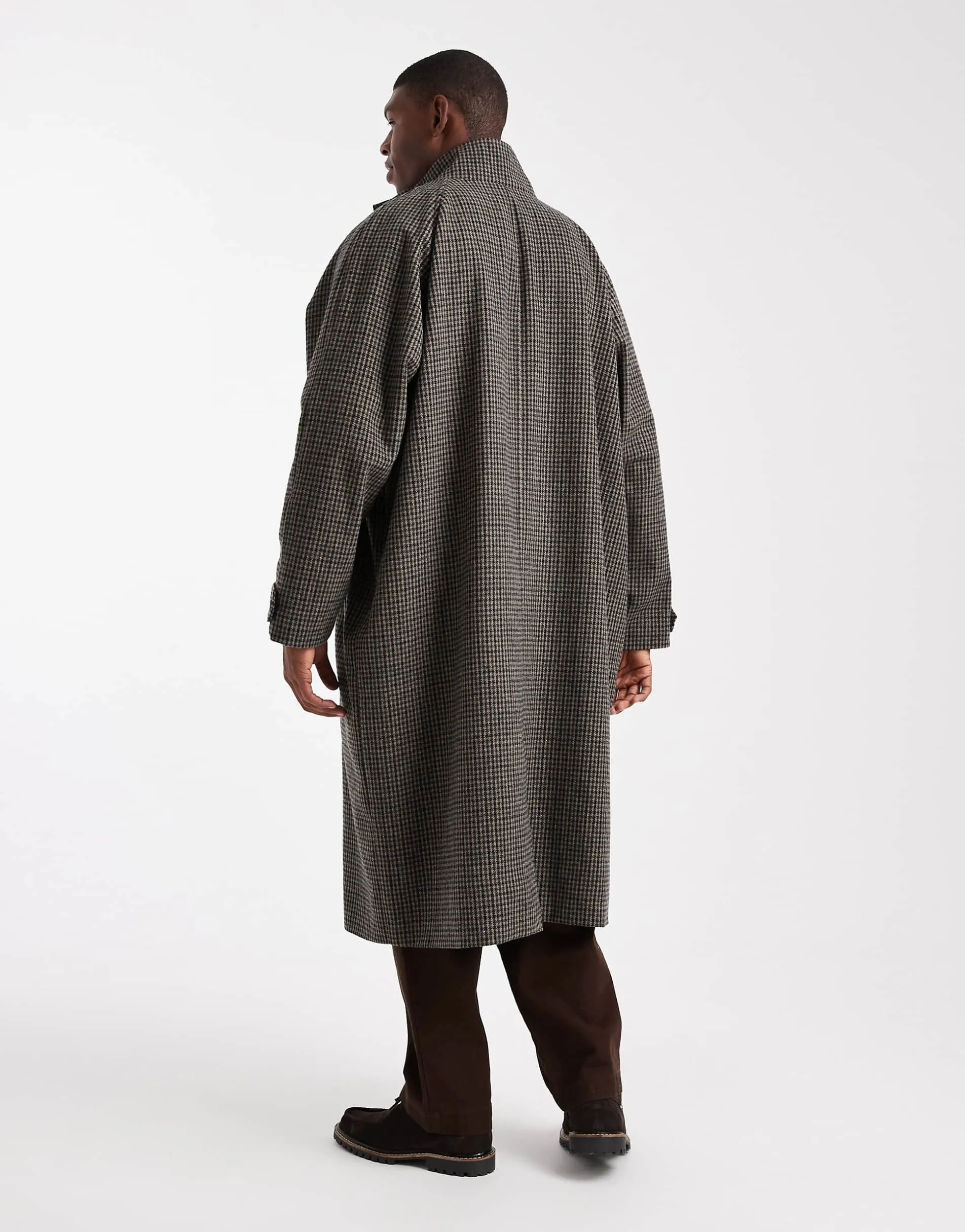 ASOS DESIGN wool look long length overcoat in check