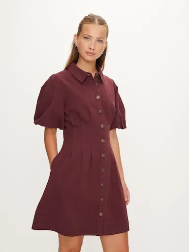 Dotti Paloma Puff Sleeve Denim Mini