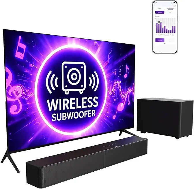 ULTIMEA Sound Bar with Wireless Subwoofer, App Control, for Home Theater | 240W Peak Power, VoiceMX & BassMX, 2.1ch Soundbar for Smart TV, Adjustable Bass, HDMI, Optical, Bluetooth 6.0, Poseidon M30