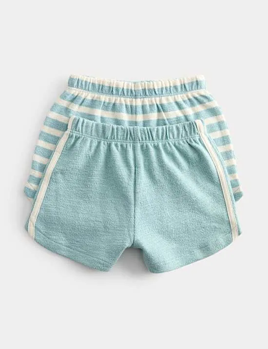2er-Pack Shorts aus reiner Baumwolle mit seitlichen Streifen (0–5 Jahre)
