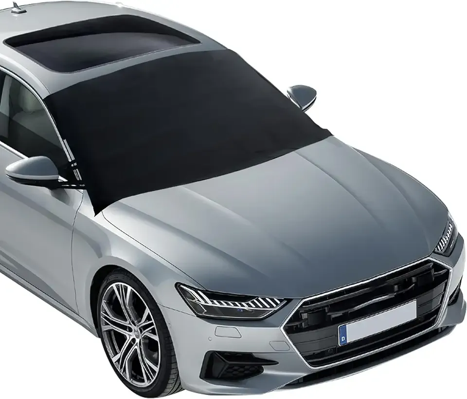 EcoNour Windshield Cover for Ice and Snow - Universal Fit for Car, SUV, Truck, Heavy Duty 600D Oxford Fabric Frost Protector for Ice & Sleet, Includes Anti-Theft Straps, Medium (69"x42")