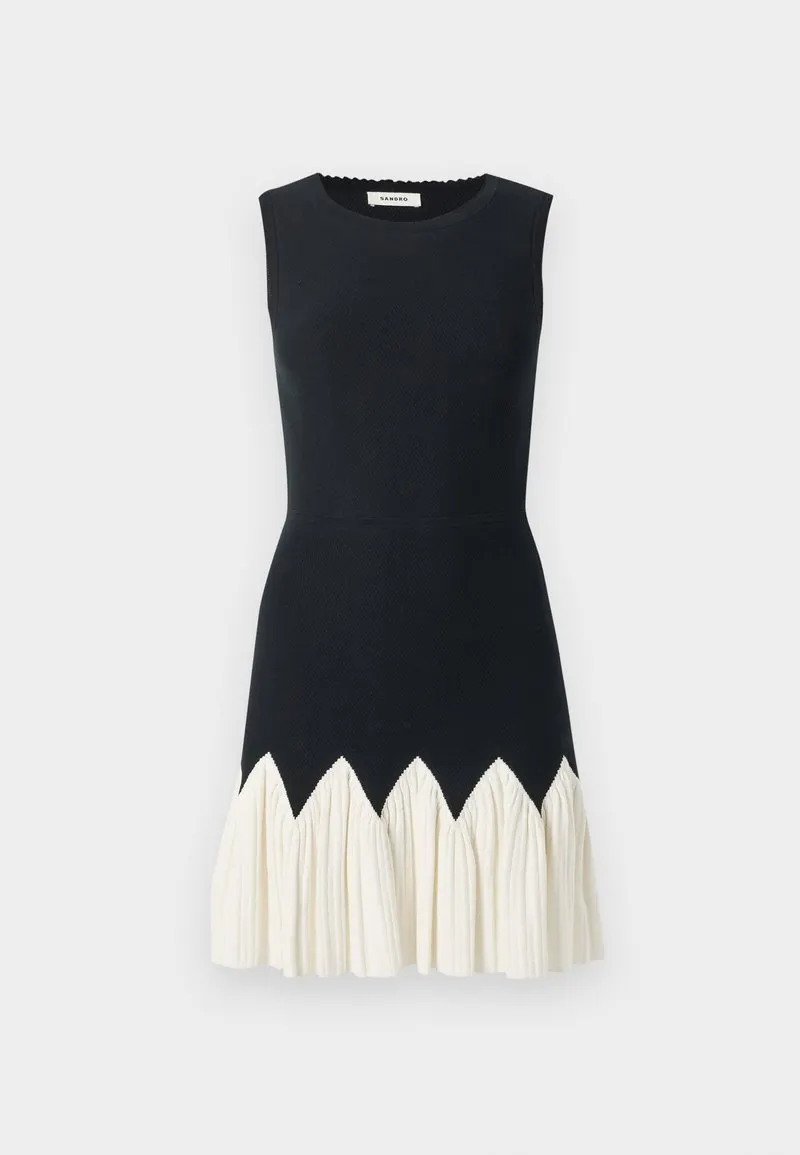 ROBE MINI COQUE WAVY - Strikket kjole - noir/ecru